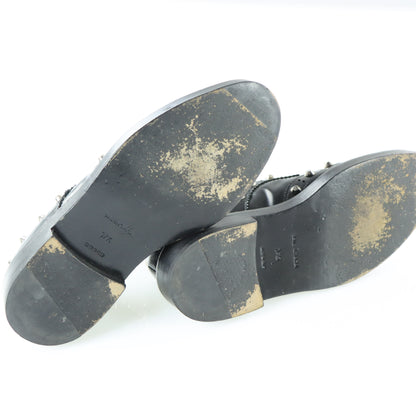 BALENCIAGA Studded Wing-Tip Black Derby Loafer (37.5)