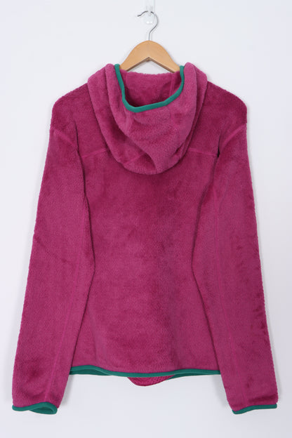 PATAGONIA Hooded 'Re-Tool' 1/4 Snap Purple Green Fleece Sweatshirt (L)