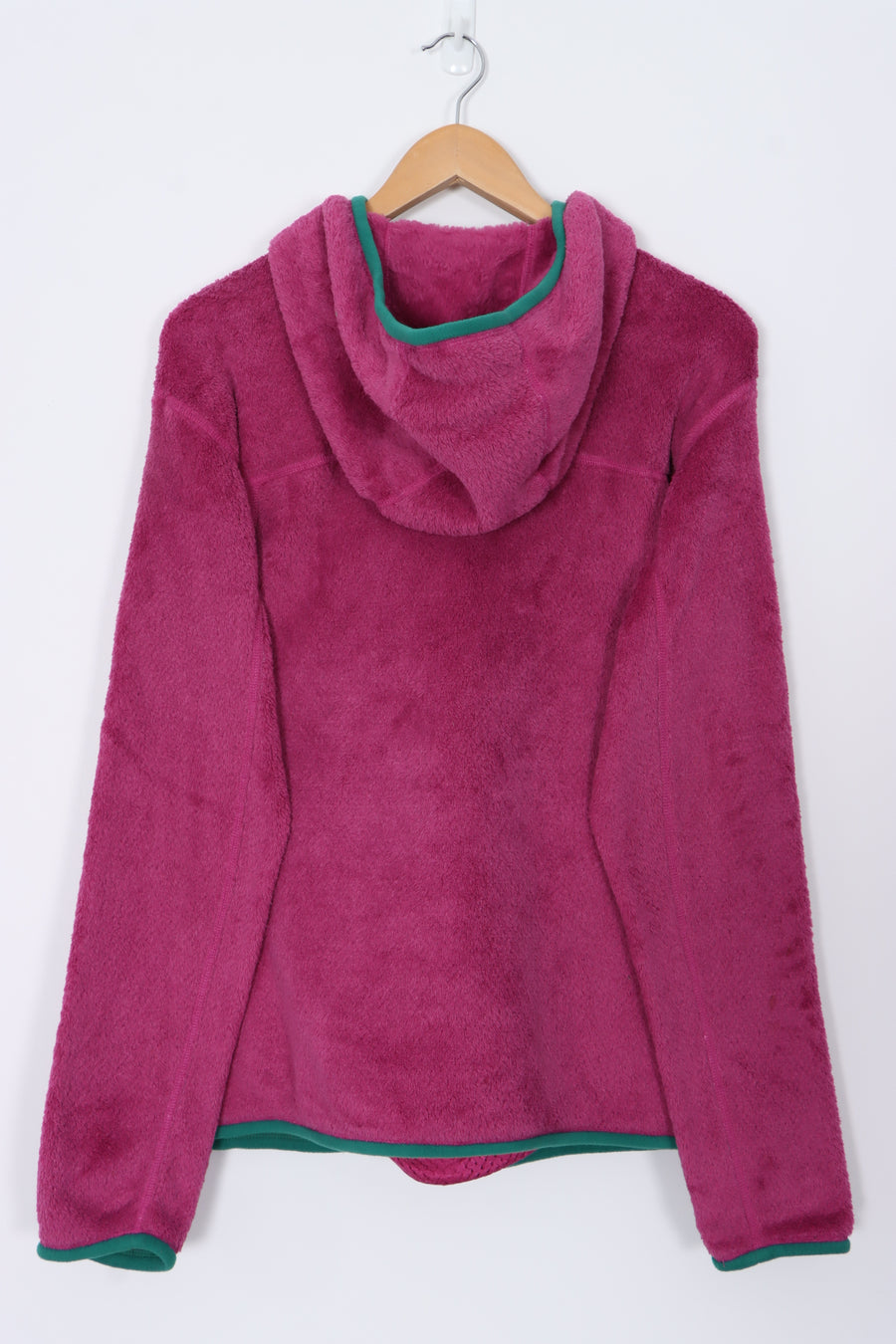 PATAGONIA Hooded 'Re-Tool' 1/4 Snap Purple Green Fleece Sweatshirt (L)
