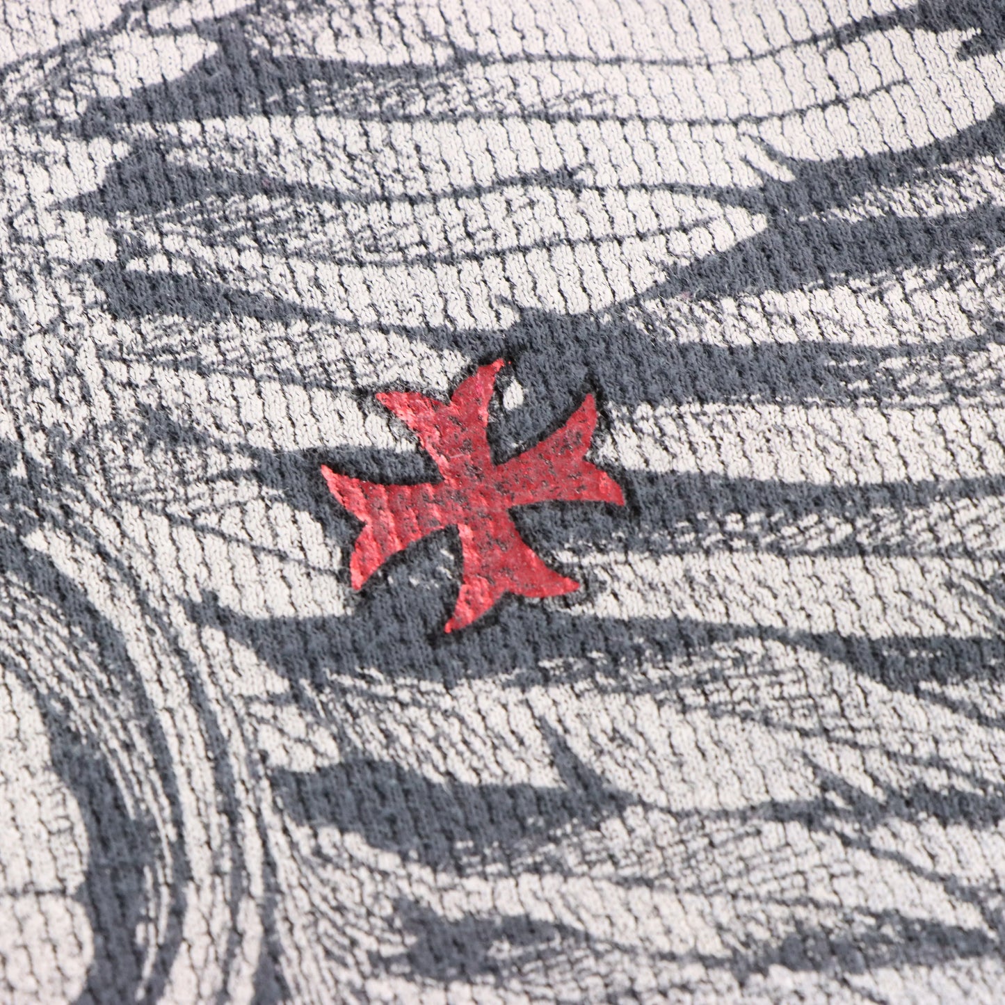 RAW STATE "Redemption" Red Foil Spell Out Logo & Skulls Y2K Thermal Tee (XXL TALL)