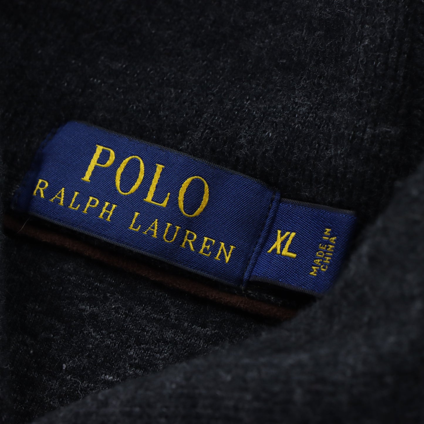 Vintage POLO RALPH LAUREN Shawl Neck Button Embroidered Suede Elbow Grey Sweatshirt (XL) *Aubs Vintage Sole Melbourne