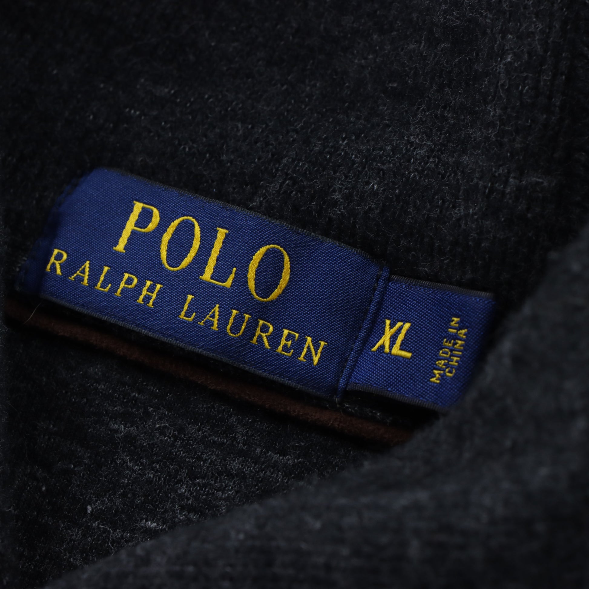 Vintage POLO RALPH LAUREN Shawl Neck Button Embroidered Suede Elbow Grey Sweatshirt (XL) *Aubs Vintage Sole Melbourne