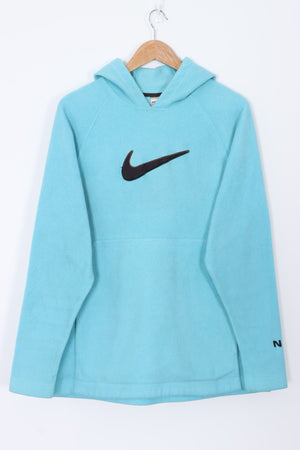 NIKE Light Blue Centre Swoosh Logo Oversized Fleece Hoodie S Vintage Sole Melbourne
