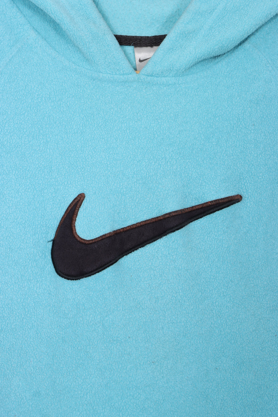 NIKE Light Blue Centre Swoosh Logo Oversized Fleece Hoodie (S)