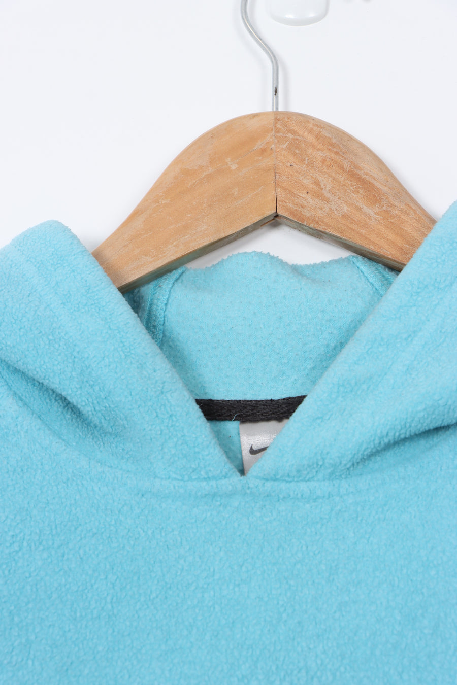 NIKE Light Blue Centre Swoosh Logo Oversized Fleece Hoodie (S)