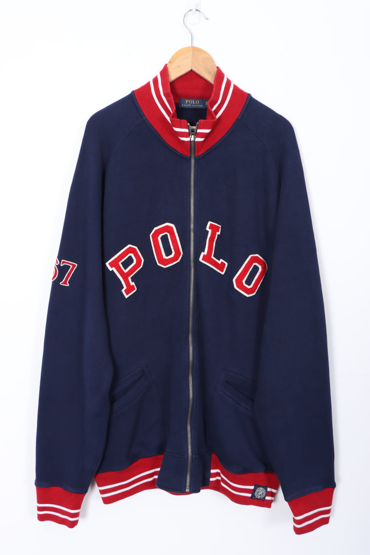 RALPH LAUREN POLO 67 Spell Out Full Zip Sweatshirt (XL TALL)