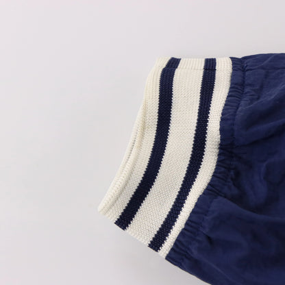 Vintage NIKE Navy & White Embroidered Swoosh Logo Front Pocket V-Neck Windbreaker Pop Over (XXL)