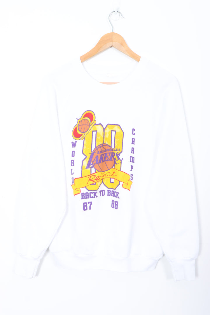 Vintage NBA 1987/1988 LA Lakers Repeat Champs Puff Print Sweatshirt (S)