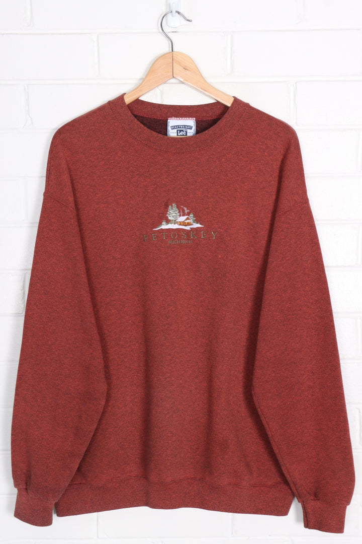 LEE Petoskey Michigan Embroidered Snow Lodge Sweatshirt (XL)
