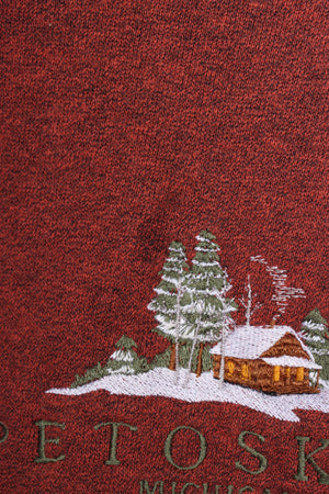 LEE Petoskey Michigan Embroidered Snow Lodge Sweatshirt (XL)