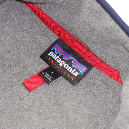 Vintage PATAGONIA Fleece Quarter Snap Grey & Navy Sweatshirt (M) *Aubs Vintage Sole Melbourne