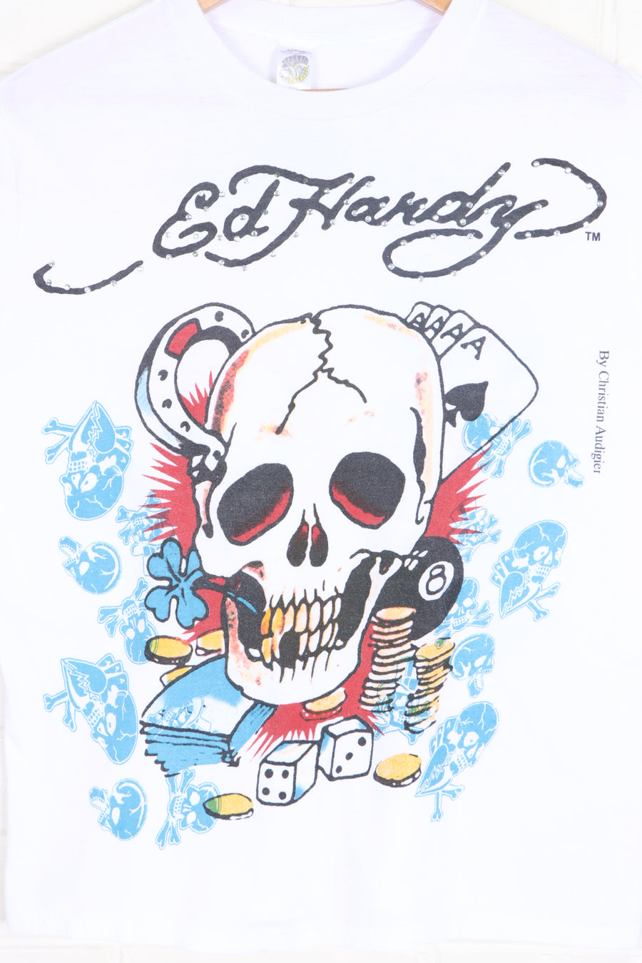 ED HARDY Christian Audigier Skulls Front Back T-Shirt (L)