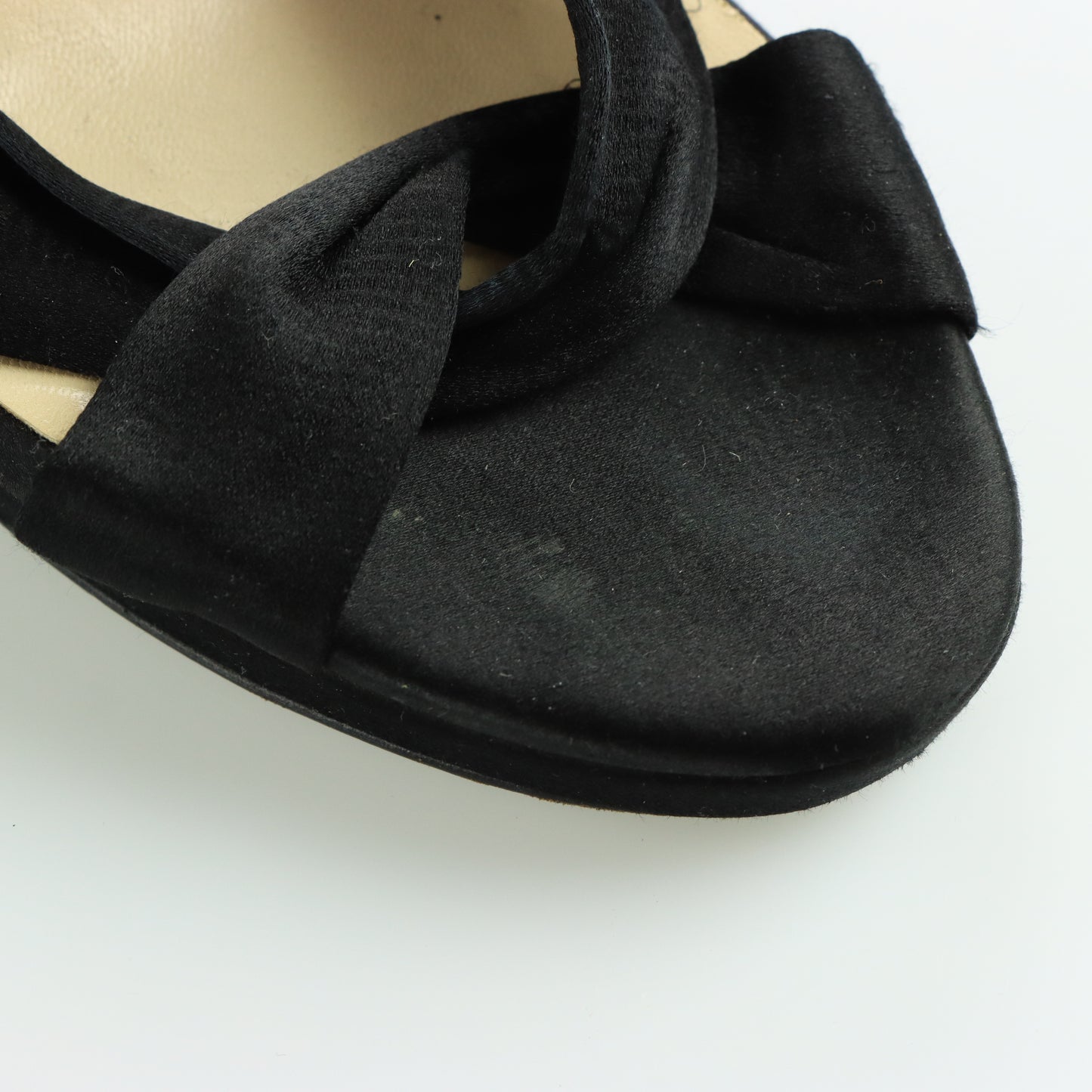 JIMMY CHOO Black Satin Adjustable Strap Stiletto Sandal Heels Italian Made (39)
