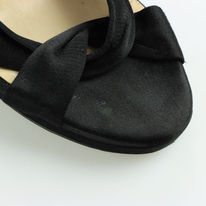 JIMMY CHOO Black Satin Adjustable Strap Stiletto Sandal Heels Italian Made (39)