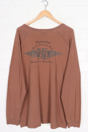 HARLEY DAVIDSON Brown Y2K Scoop Neck Long Sleeve T-Shirt (XXL)