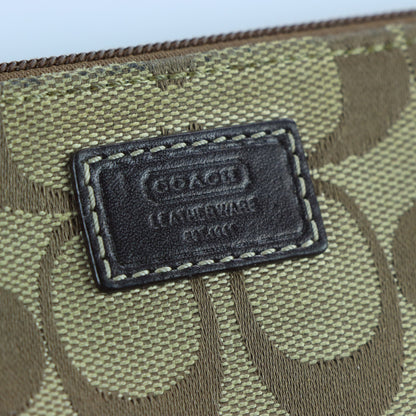 COACH Light Brown Canvas Monogram Zipper Wristlet