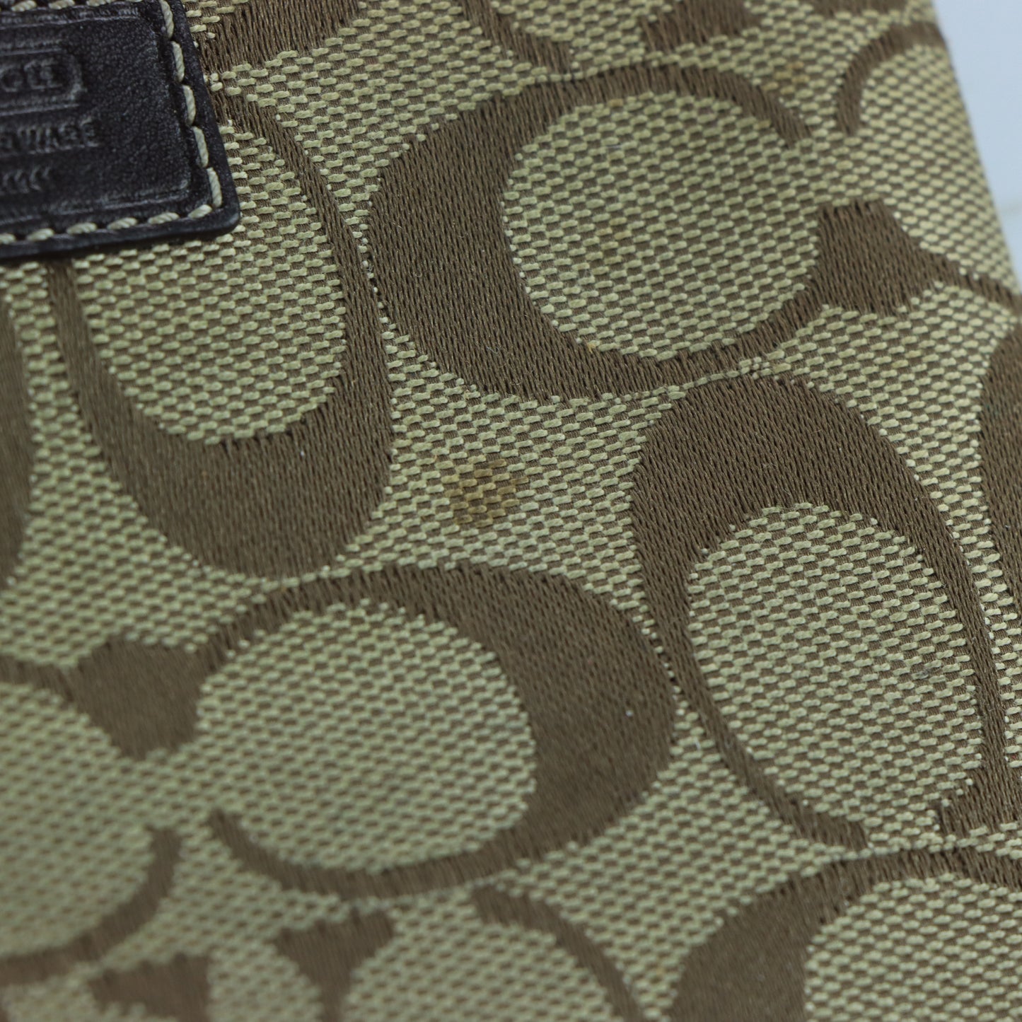 COACH Light Brown Canvas Monogram Zipper Wristlet