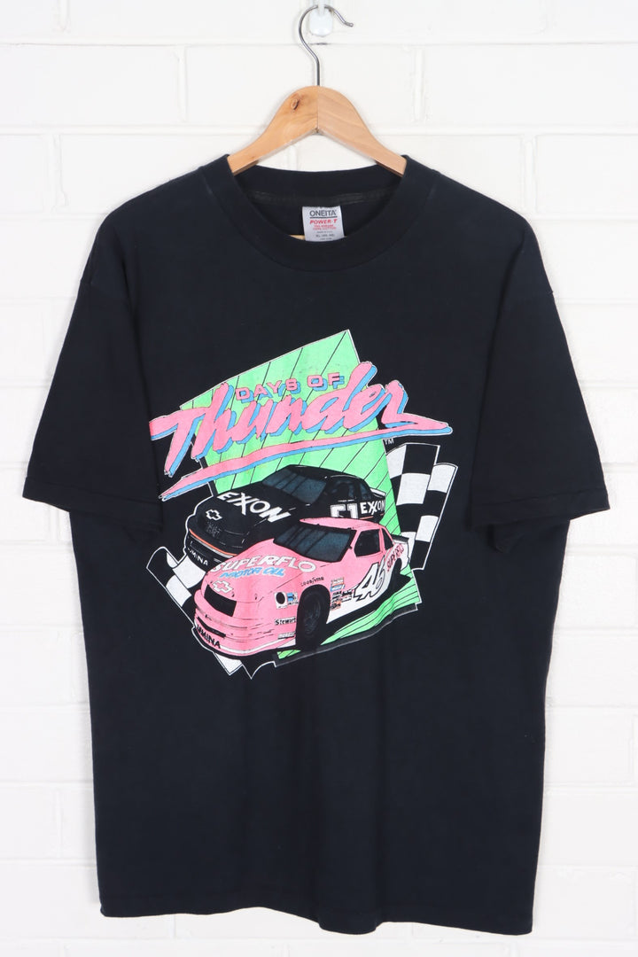 NASCAR "Days of Thunder" Fluro Print Single Stitch T-Shirt USA Made (L-XL)