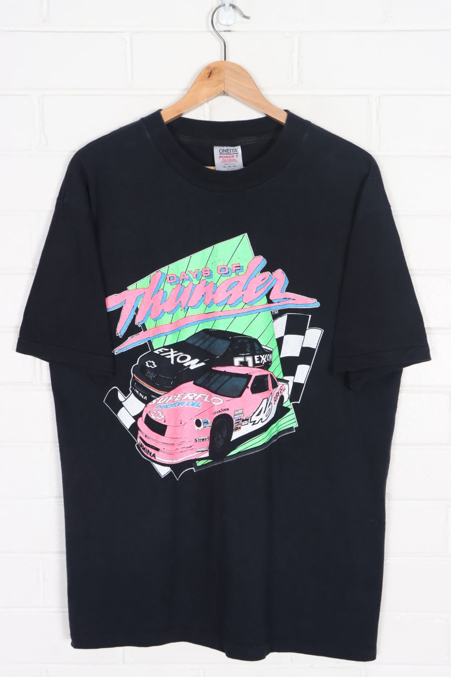 NASCAR "Days of Thunder" Fluro Print Single Stitch T-Shirt USA Made (L-XL)