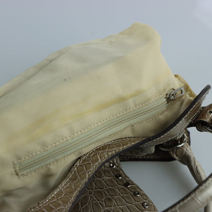 GUESS Vintage Y2K Beige and Silver Studded Diamante 'G' Mini Bag