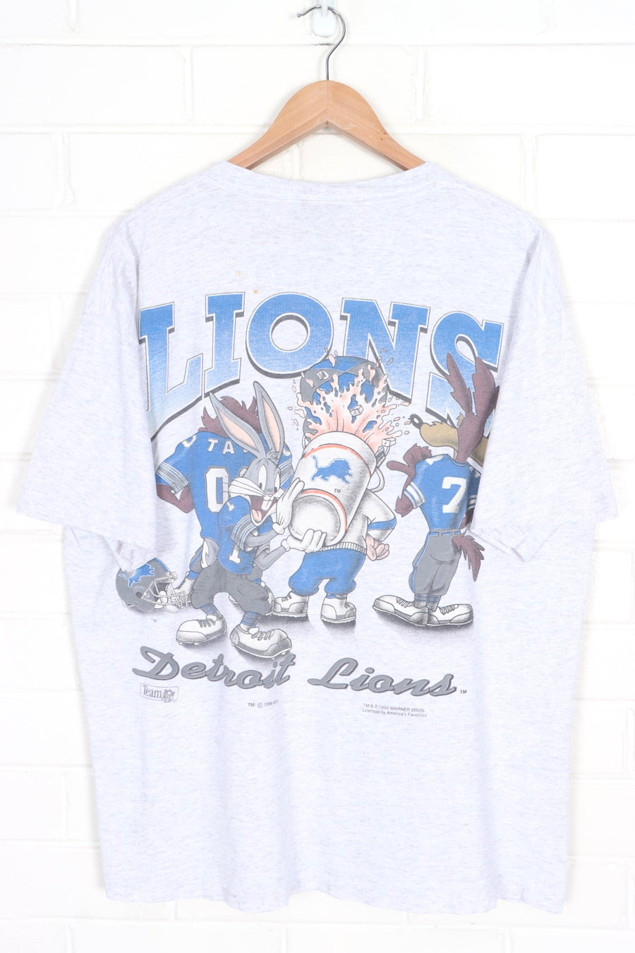 NFL Detroit Lions 1994 Warner Bros Single Stitch Oversized T-Shirt USA Made (XL)