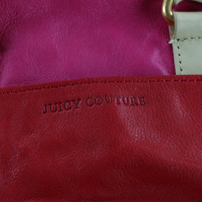 JUICY COUTURE Gold Twist Clasp Pink & Red Leather Cross Body Bag