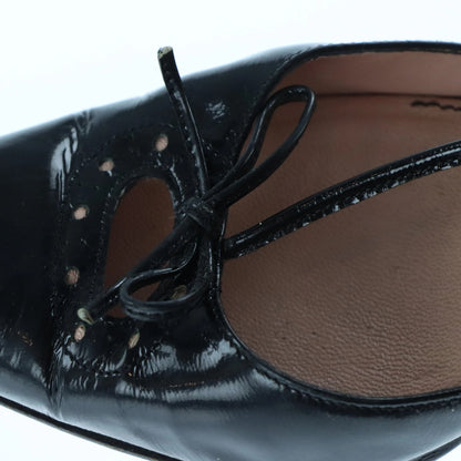 MIU MIU Patent Leather Bow Pointed Black Buckle Heels (39.5)