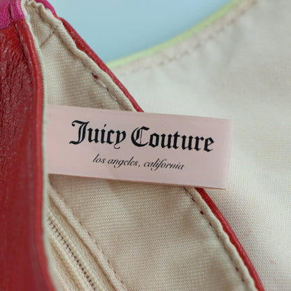JUICY COUTURE Gold Twist Clasp Pink & Red Leather Cross Body Bag