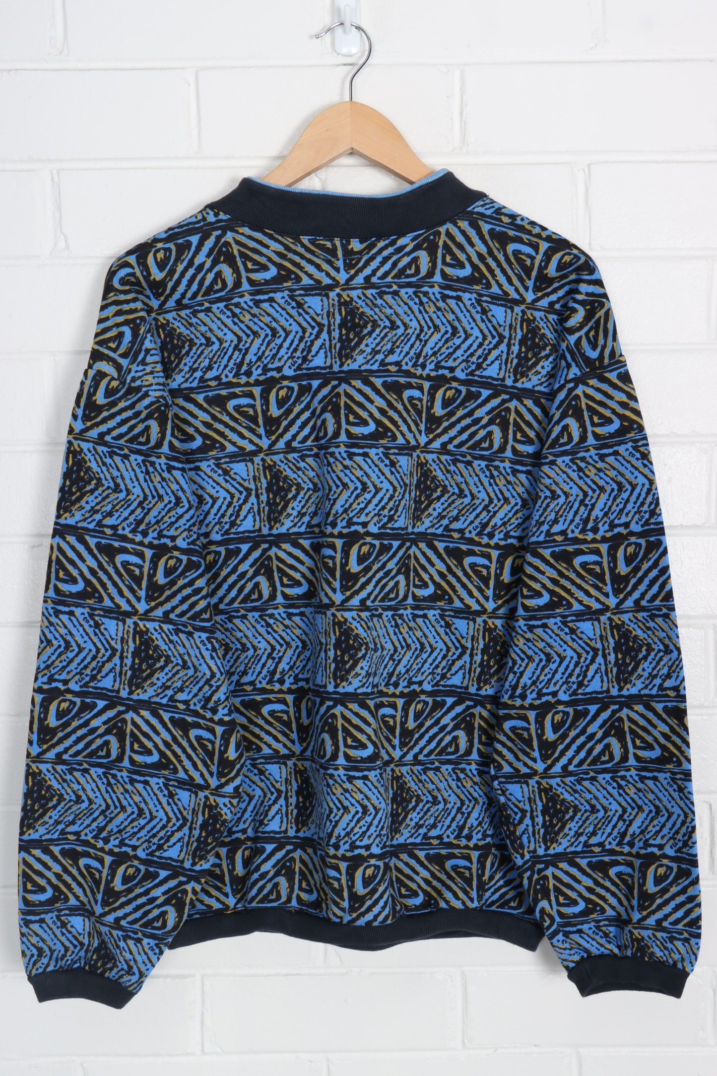 QUIKSILVER All Over Logo Print Blue & Black Surf Sweatshirt (L-XL)
