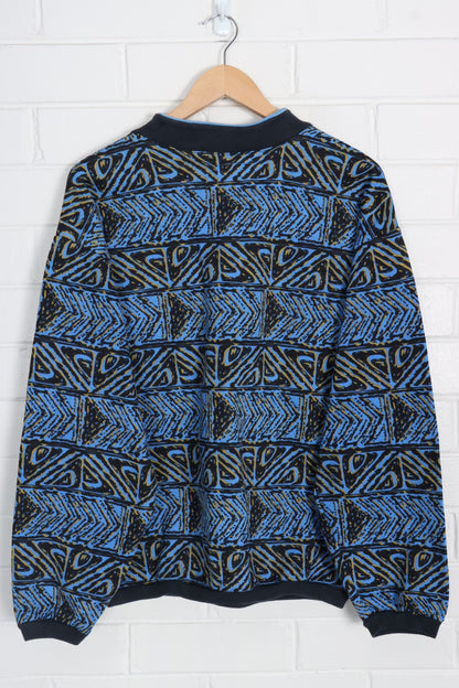 QUIKSILVER All Over Logo Print Blue & Black Surf Sweatshirt (L-XL)