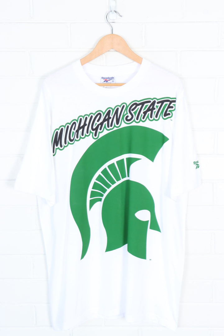 REEBOK Michigan State Green & White USA Made College Tee (XL)