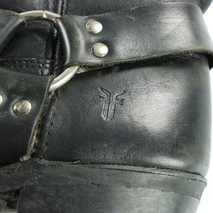 FRYE Black & Silver Harness Leather Motorcycle Boots (9.5)
