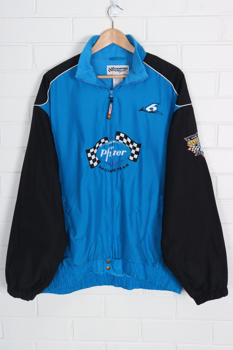 NASCAR Pfizer Racing Team Mark Martin #6 Blue & Black Zip Up Jacket (XXL)