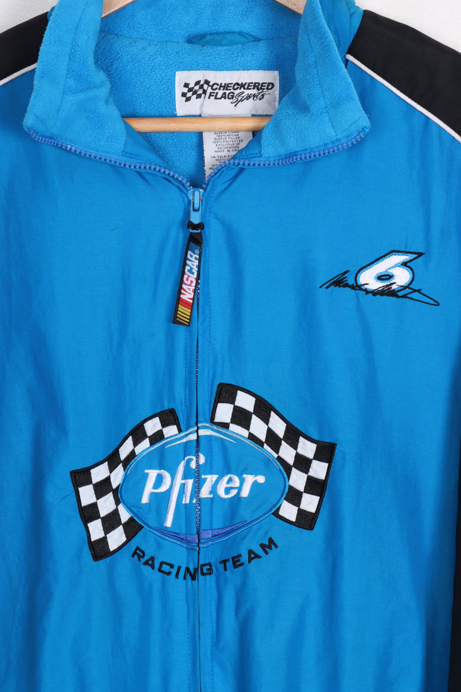 NASCAR Pfizer Racing Team Mark Martin #6 Blue & Black Zip Up Fleece (XXL)