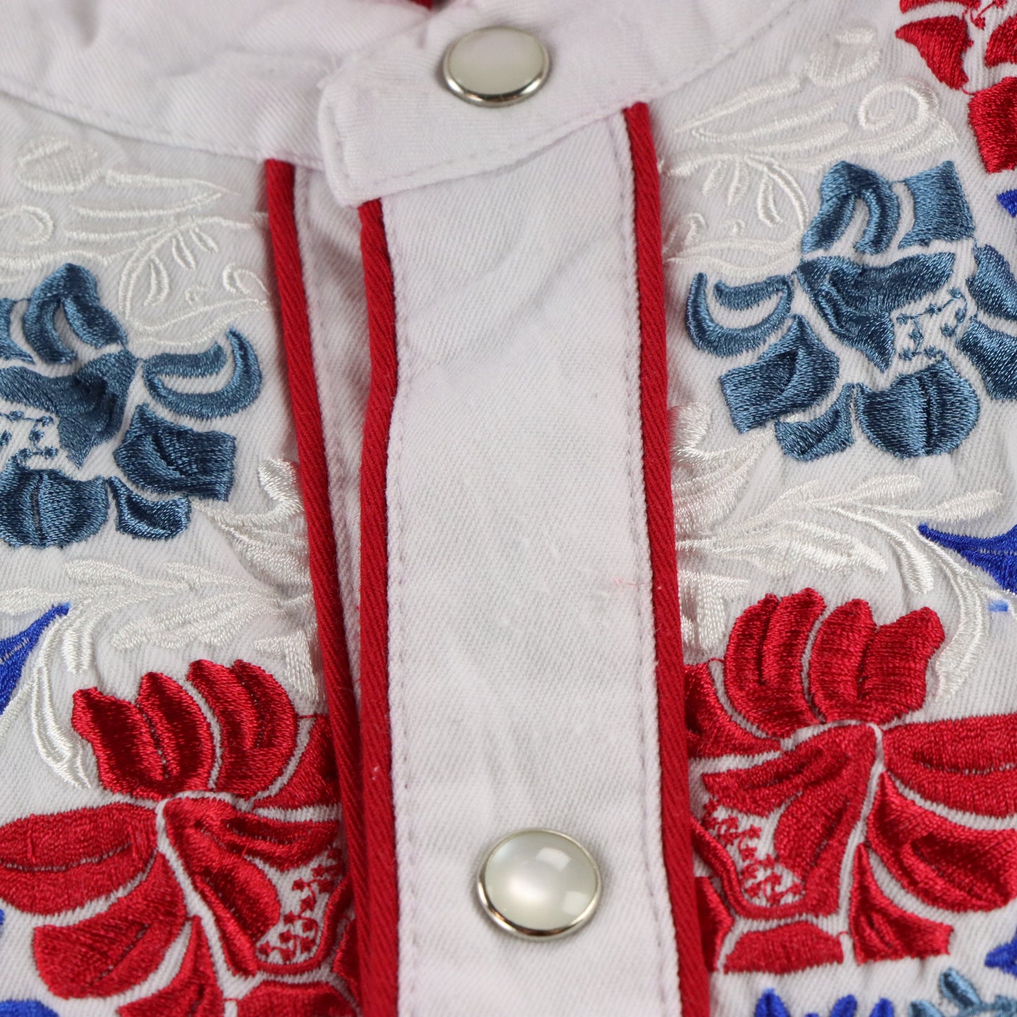 Vintage SCULLY White & Multicolour Floral Embroidered Pearl Snap Western Shirt (XL) ***COCO Vintage Sole Melbourne