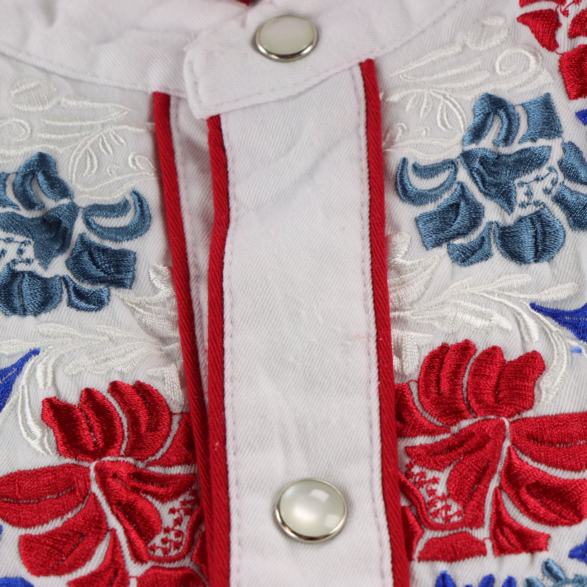 Vintage SCULLY White & Multicolour Floral Embroidered Pearl Snap Western Shirt (XL) ***COCO Vintage Sole Melbourne