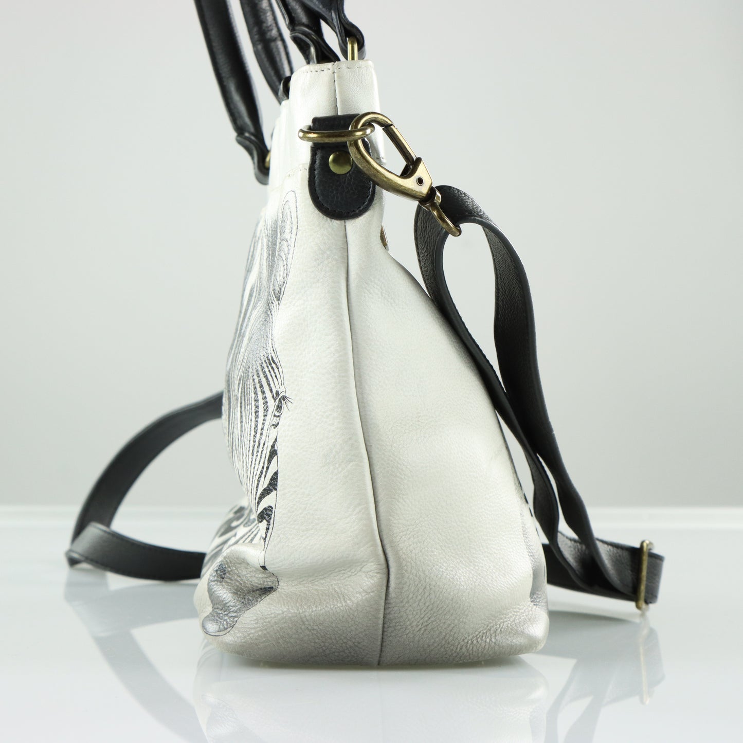 ANUSCHKA Zebra Crossing Leather Multi-Compartment RFID Blocker Pocket Crossbody Tote Bag