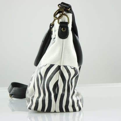 ANUSCHKA Zebra Crossing Leather Multi-Compartment RFID Blocker Pocket Crossbody Tote Bag