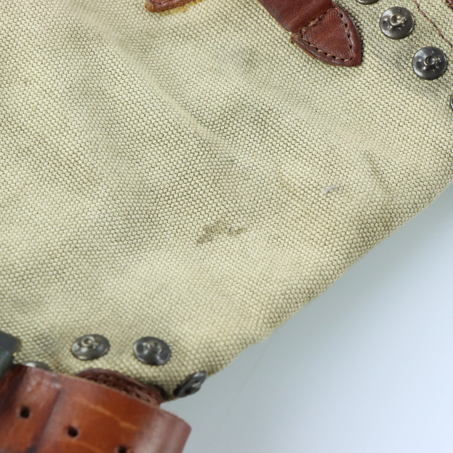 FRYE Brown Leather & Beige Canvas Studded Buckle Boots (8.5)