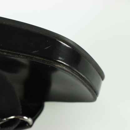 GUCCI Patent Leather Italian Made Black Adjustable Nylon Strap Wedges (8)
