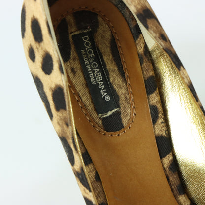 DOLCE & GABBANA Leopard Print Peep Toe Pump Heels (37)