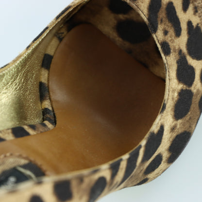 DOLCE & GABBANA Leopard Print Peep Toe Pump Heels (37)