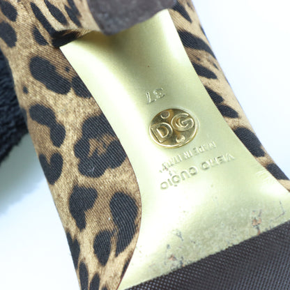 DOLCE & GABBANA Leopard Print Peep Toe Pump Heels (37)
