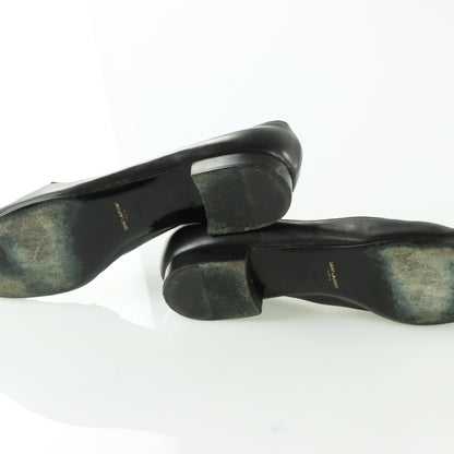 SAINT LAURENT Black Leather Italy Made Slip On Loafers (42)