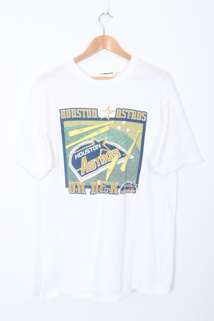 Houston Astros On Deck Large Graphic Print Baseball White Tee (XL-XXL)