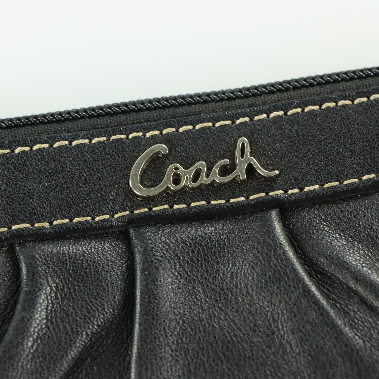 COACH Pleated Black Logo Wristlet Purse Bag