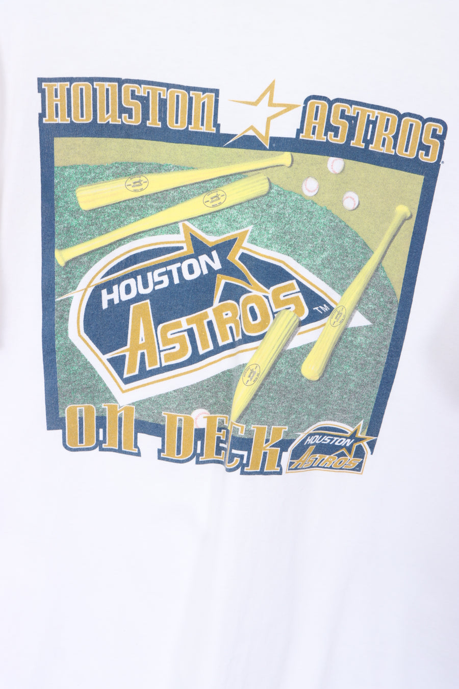 Houston Astros On Deck Large Graphic Print Baseball White Tee (XL-XXL)