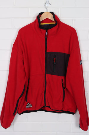 BOOTLEG Tommy Hilfiger Outdoors Multi Zip Red Fleece Jacket (XL)