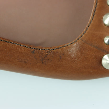MIU MIU Hardware Slingback Italy Made Brown Leather Flats (38.5)
