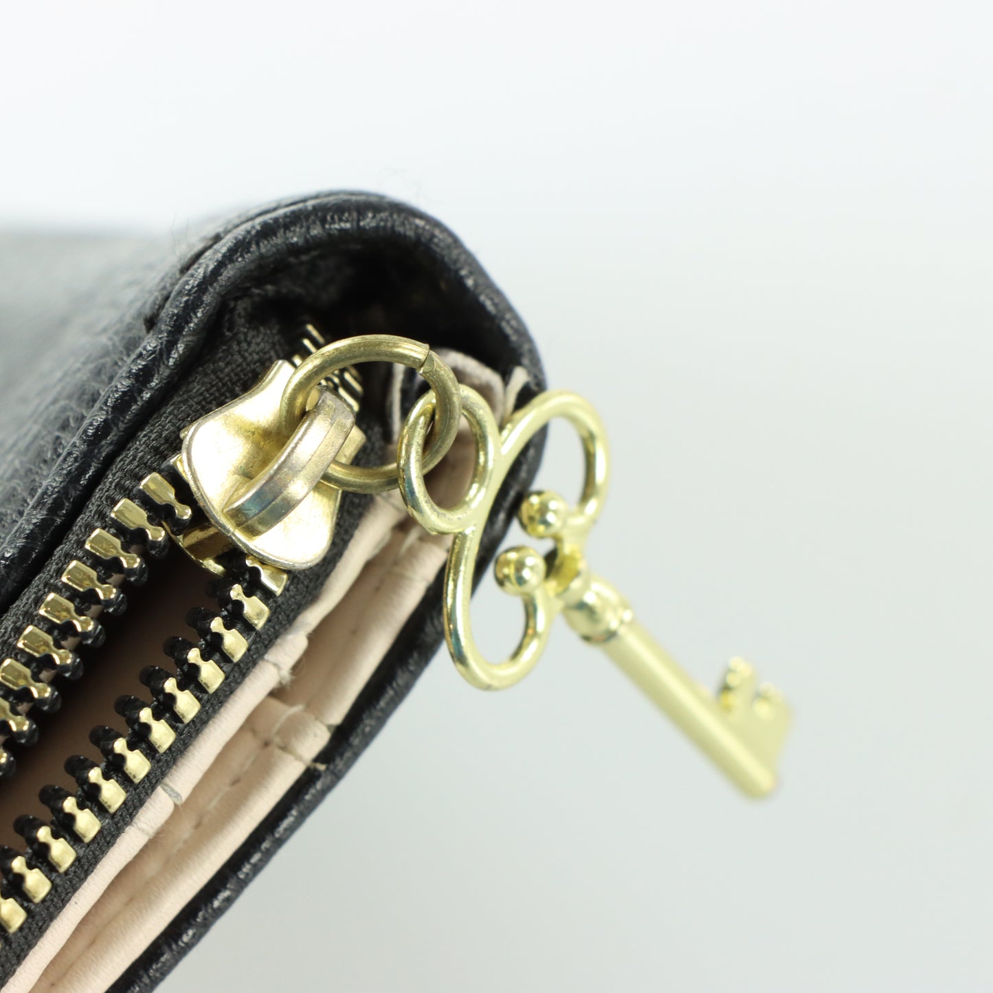 JUICY COUTURE Gold Charm Lock Key Black Wallet